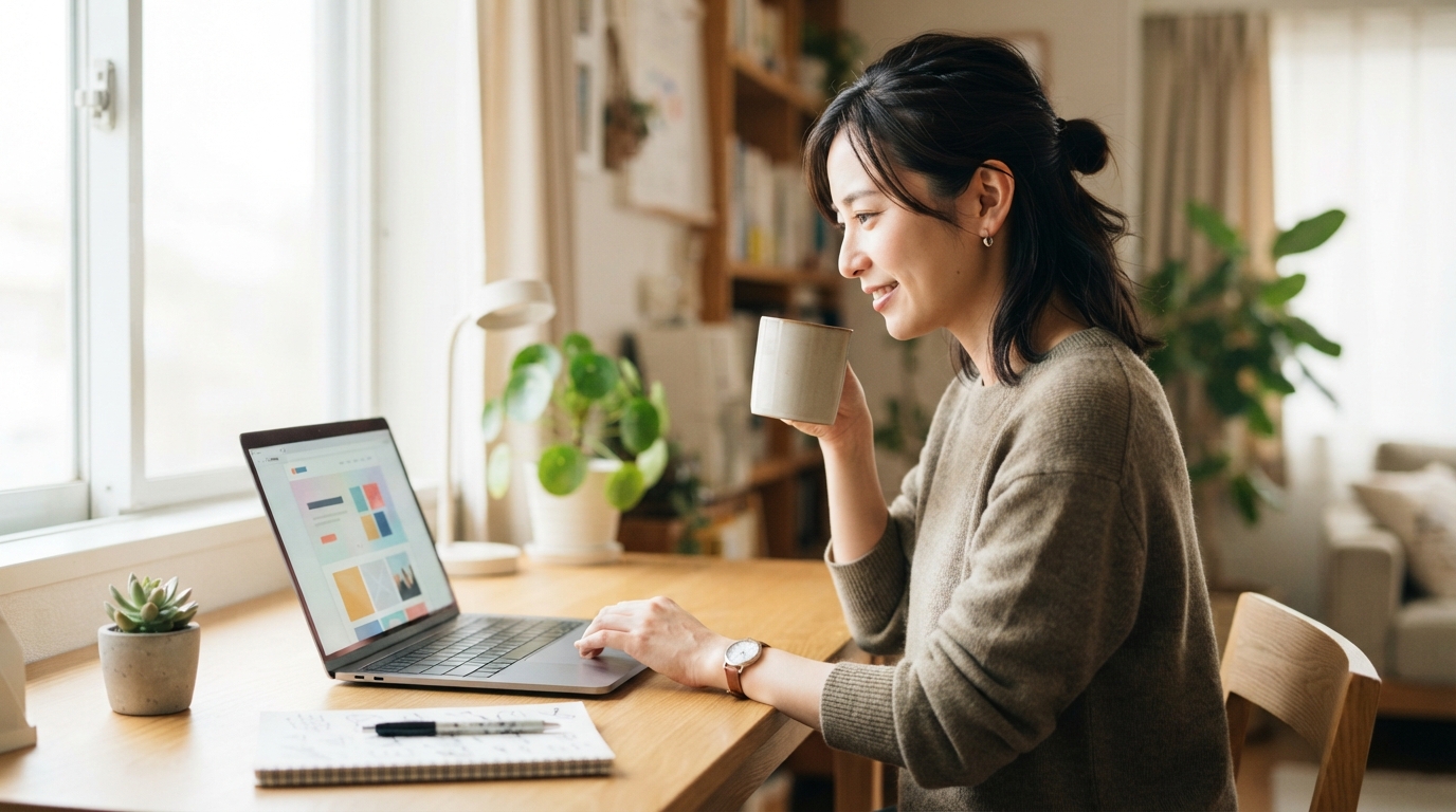 サイトの改善点を確認する日本人のウェブ担当者