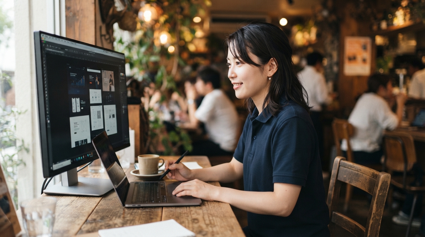 サイトの改善点を確認する日本人のウェブ担当者